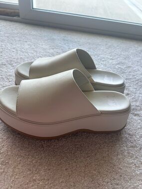 Sorel Cream Platform Slide Sandals